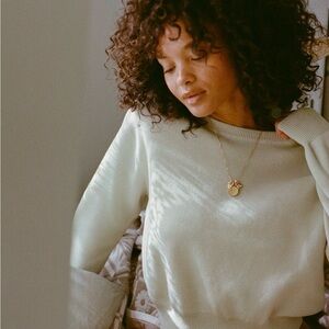 aerie Mint Green Cropped Crew Sweater